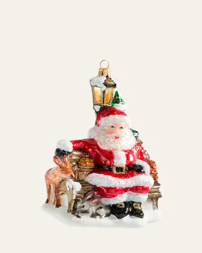 Bergdorf Goodman Santa With Forest Animals Christmas Ornament In Multi