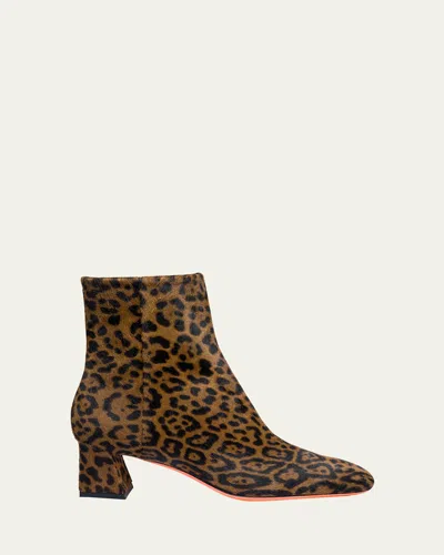 Santoni Animal-print Cavallino Ankle Boot In Brown