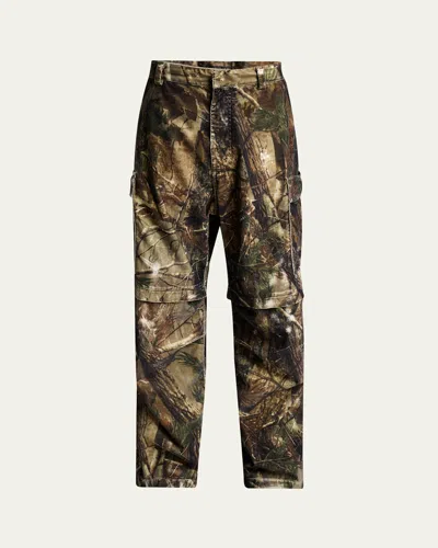 Balenciaga Men's Camouflage Flocked Cotton Relaxed-fit Cargo Pants In Multi