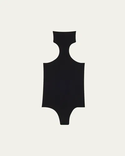 Commando Ballet Racer Turtleneck Microfiber Bodysuit In Black