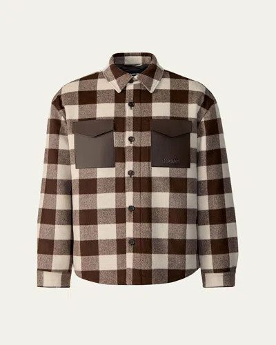 Mackage Ryker Wool Plaid Shirt Jacket In Brown