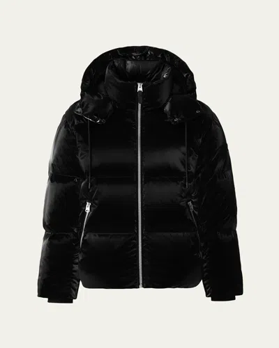 Mackage Men's Kent-glo High-gloss Hooded Down Jacket In Black