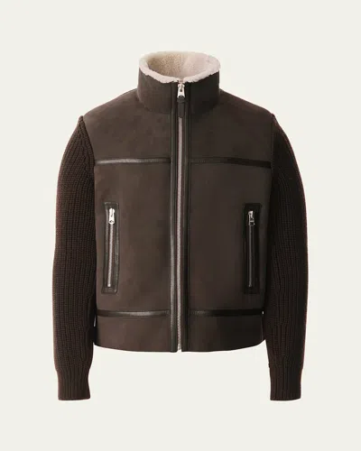 Mackage Men's Jonathan Mixed-media Shearling Jacket In Brown