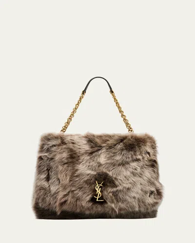 Saint Laurent Jamie 4.3 Large Ysl Shearling Shoulder Bag In Brown