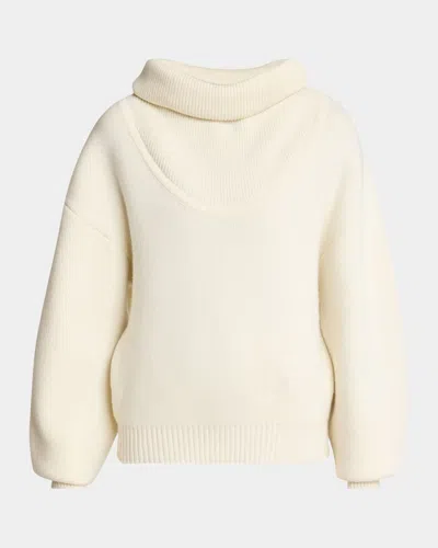Jacquemus La Maille Pallone Turtleneck Wool-cashmere Sweater In White