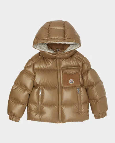 Moncler Boy's Yule Hooded Down Jacket In Brown