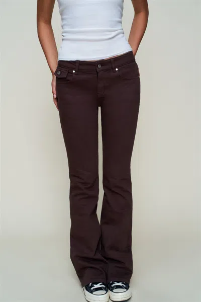 Danielle Guizio Ny Low Rise Flare Twill Pant In Brown