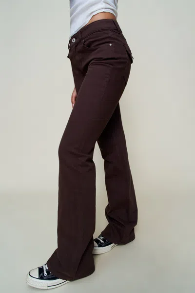 Danielle Guizio Ny Low Rise Flare Twill Pant In Brown