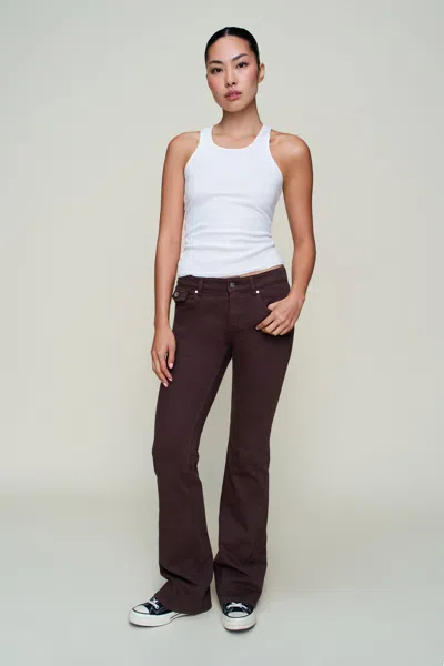 Danielle Guizio Ny Low Rise Flare Twill Pant In Brown