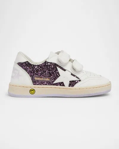 Golden Goose Girl's Ballstar Grip-strap Glitter Leather Sneakers, Baby/toddler In Multi