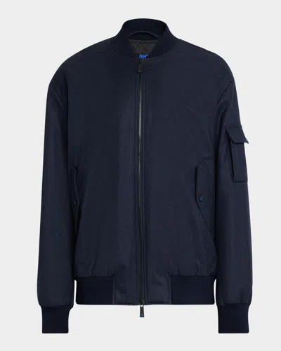 Knt Men's Zip-front Bomber Jacket In Blue