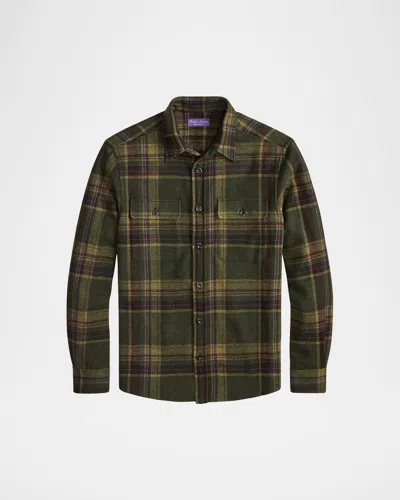 Ralph Lauren Plaid Cashmere Twill Shirt In Gray