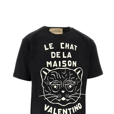 Valentino Chat De La Maison Cotton T-shirt In Black