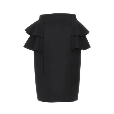 Valentino Black Skirt With Ruffles On The Sides In Black