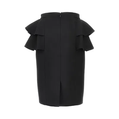 Valentino Black Skirt With Ruffles On The Sides In Black