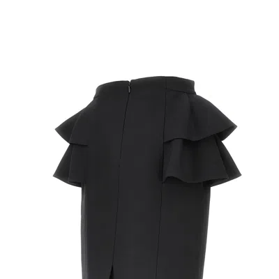 Valentino Black Skirt With Ruffles On The Sides In Black