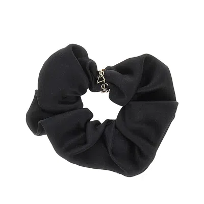Saint Laurent Cassandre Silk Satin Scrunchie In Black