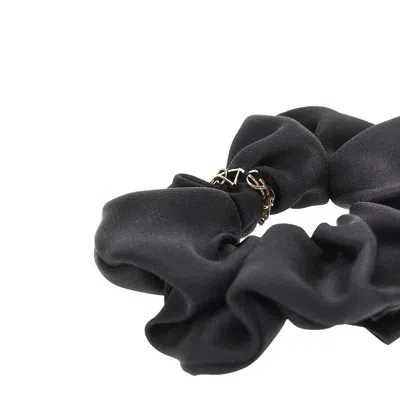 Saint Laurent Cassandre Silk Satin Scrunchie In Black