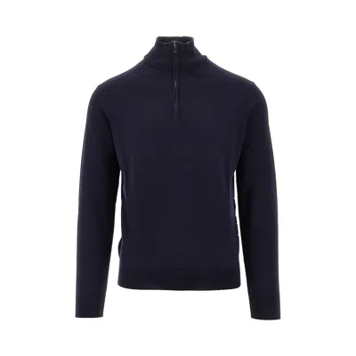 The Pull Erino Wool Half-zip Sweater In Blue
