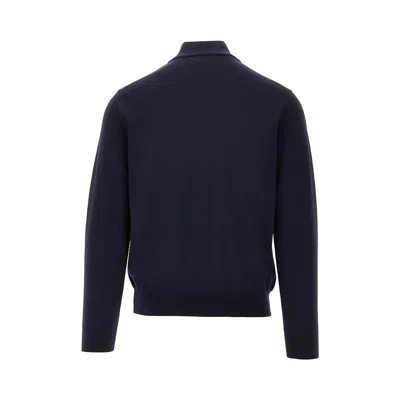 The Pull Erino Wool Half-zip Sweater In Blue
