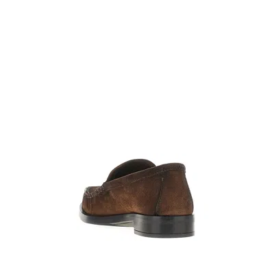 Prada Loafers With A Vintage-effect In Suede Leather In Animal Print