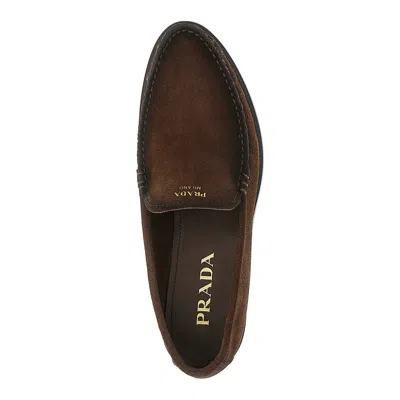 Prada Loafers With A Vintage-effect In Suede Leather In Animal Print