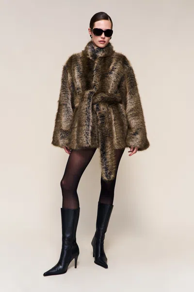 Danielle Guizio Ny Monroe Fur Coat In Black