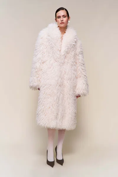 Danielle Guizio Ny Puglia Maxi Fur Coat In White