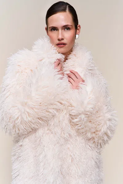 Danielle Guizio Ny Puglia Maxi Fur Coat In White