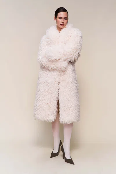 Danielle Guizio Ny Puglia Maxi Fur Coat In White