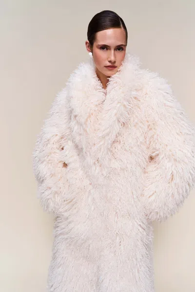 Danielle Guizio Ny Puglia Maxi Fur Coat In White