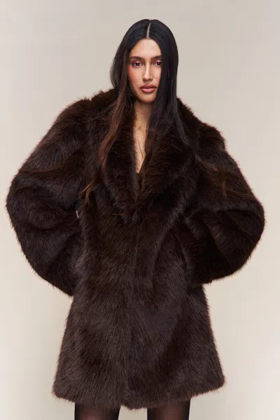 Danielle Guizio Ny Roxie Faux Fur Coat In Brown