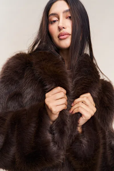 Danielle Guizio Ny Roxie Faux Fur Coat In Brown