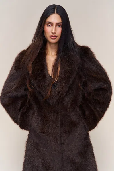 Danielle Guizio Ny Roxie Faux Fur Coat In Brown