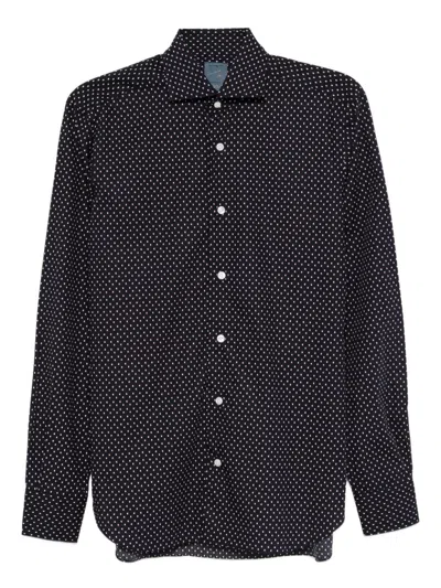 Barba Napoli Barba Polka Dot Shirt In Brown