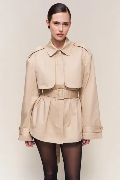 Danielle Guizio Ny Thea Trench Coat In Brown