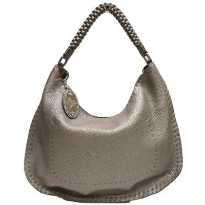 Pre-owned Fendi Cream Metallic Metallic Brown Leather Shoulder Bag ()