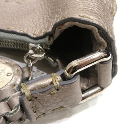 Pre-owned Fendi Cream Metallic Metallic Brown Leather Shoulder Bag ()