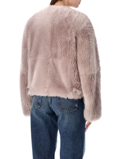 Stand Studio Halle Patchwork Faux Fur Jacket In Pink