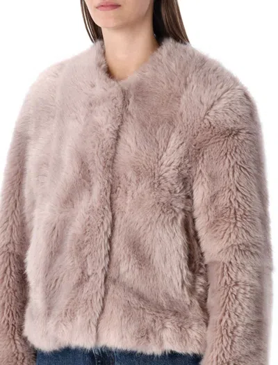 Stand Studio Halle Patchwork Faux Fur Jacket In Pink