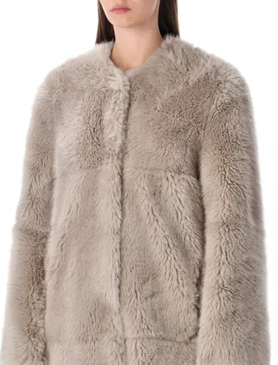 Stand Studio Hilma Patchwork Faux Fur Coat In Gray