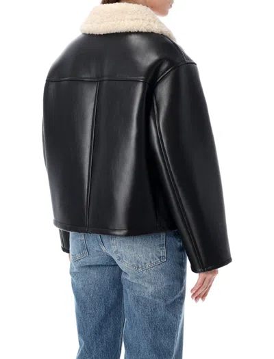 Stand Studio Kaz Faux Leather Shearling Jacket In Black