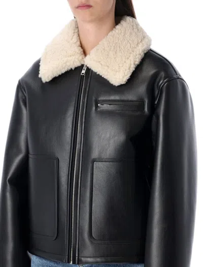 Stand Studio Kaz Faux Leather Shearling Jacket In Black