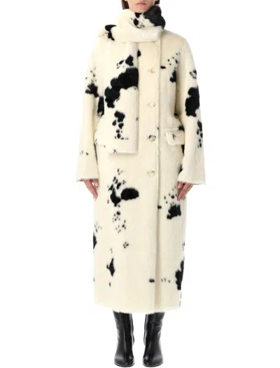 Stand Studio Palmer Faux Fur Coat With Detachable Scarf In Multi