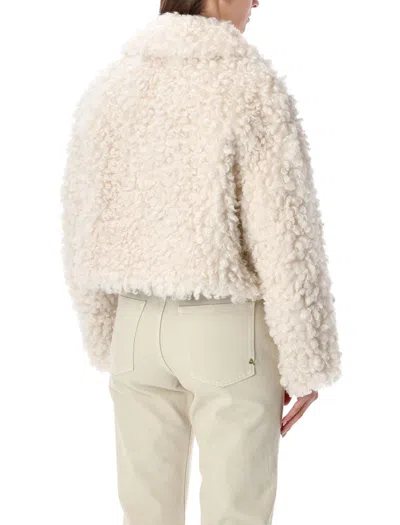 Stand Studio Samara Curly Faux Fur Jacket In White