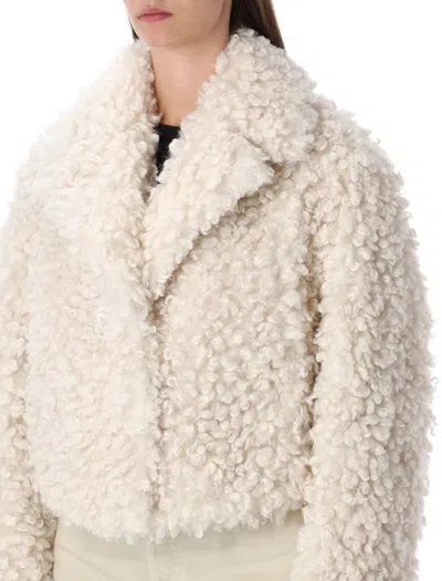 Stand Studio Samara Curly Faux Fur Jacket In White