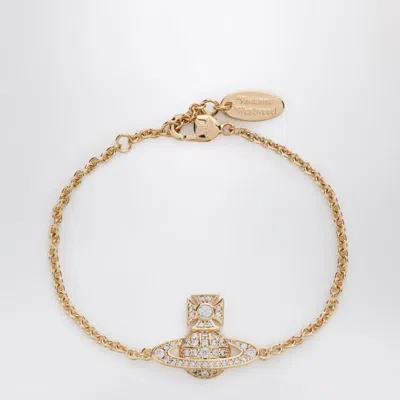 Vivienne Westwood Gold Orb Logo Bracelet With Crystals In Gold