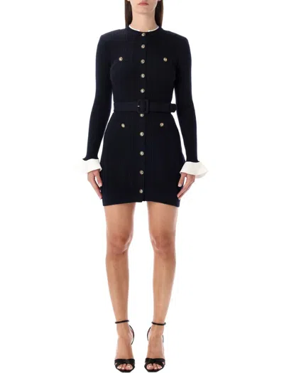 Self-portrait Knit Mini Dress In Blue