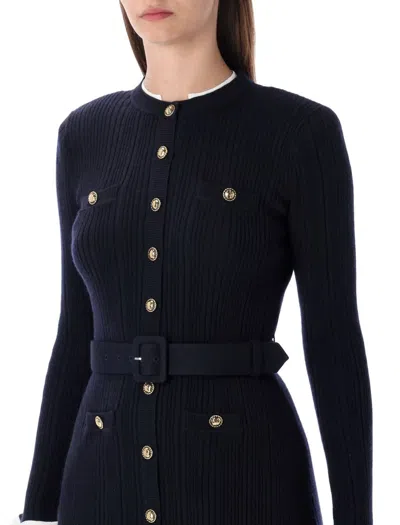 Self-portrait Knit Mini Dress In Blue