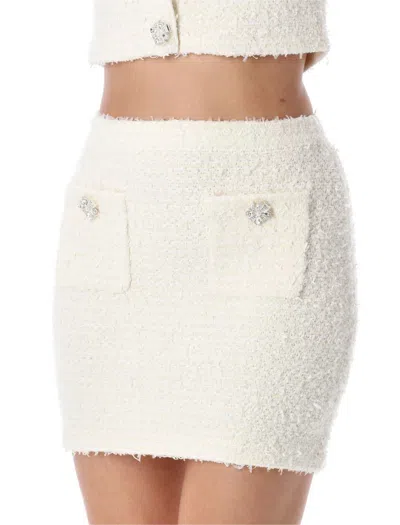 Self-portrait Knit Mini Skirt Jewels In White
